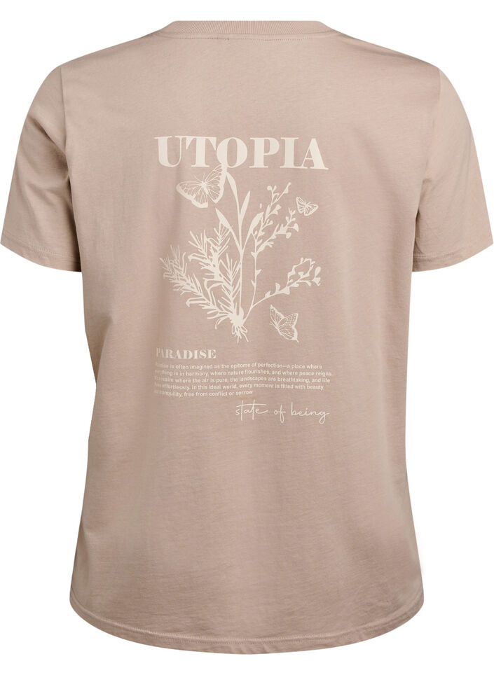 T-shirt with text print and round neck, Brown, Packshot image number 1