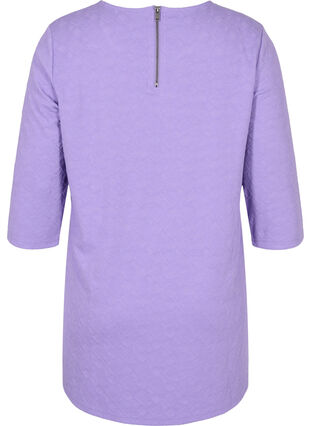 Long blouse with crew neck and 3/4 sleeves, Paisley Purple, Packshot image number 1