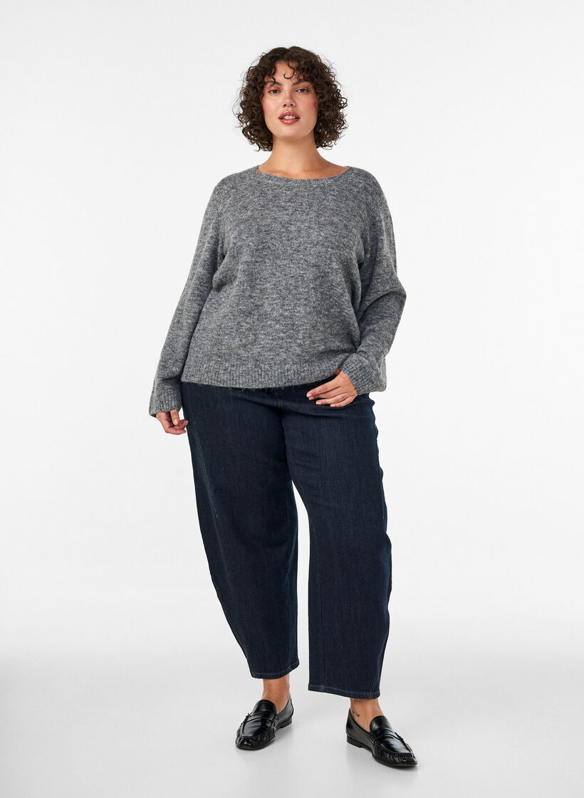 Loose round neck jumper, Grey, Model image number 1