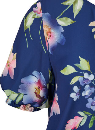 Floral blouse with smocking, Blueprint Flower AOP, Packshot image number 2