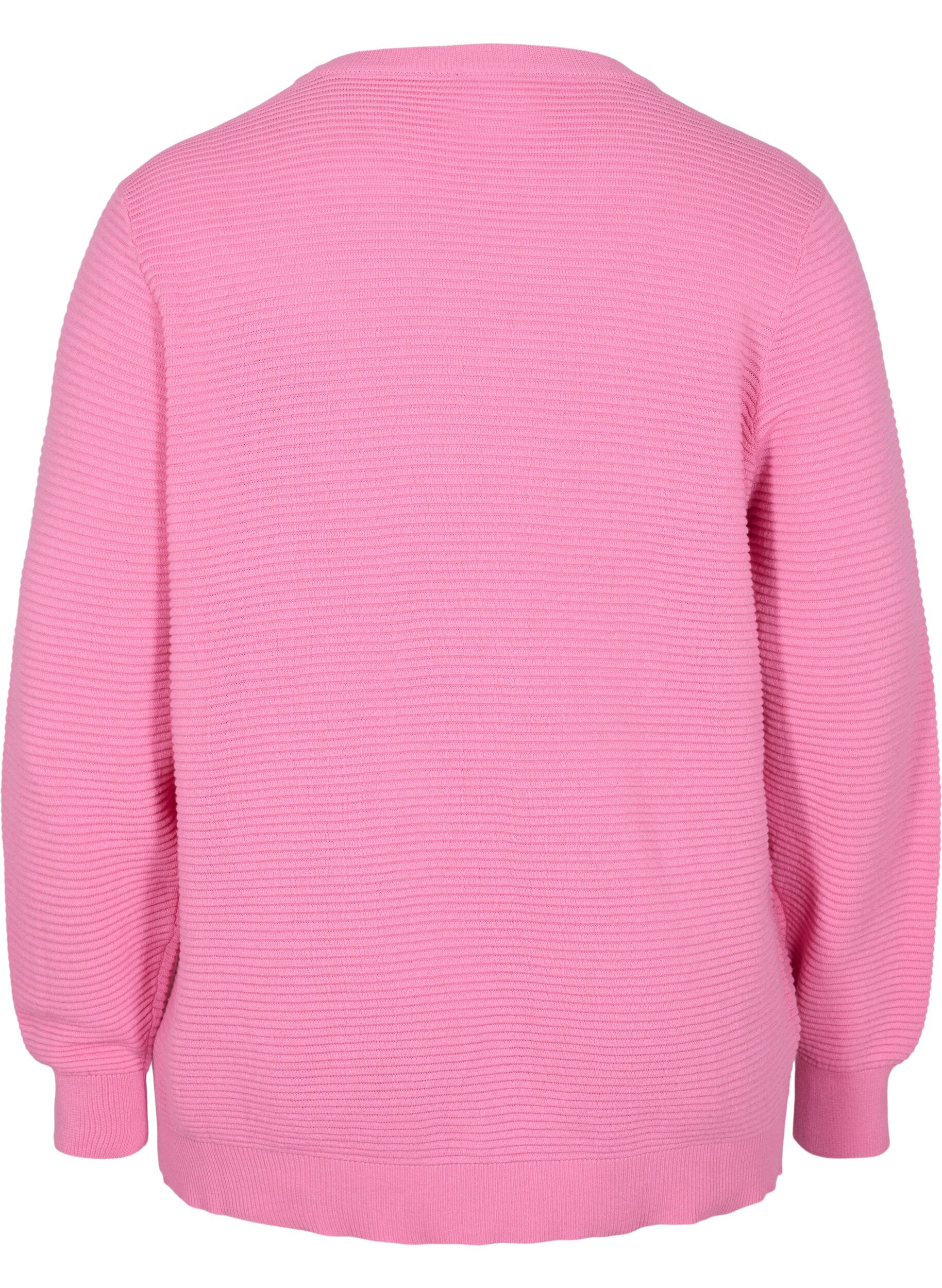 Zizzifashion Long-sleeved knitted blouse in organic cotton, Wild Orchid, Packshot image number 1