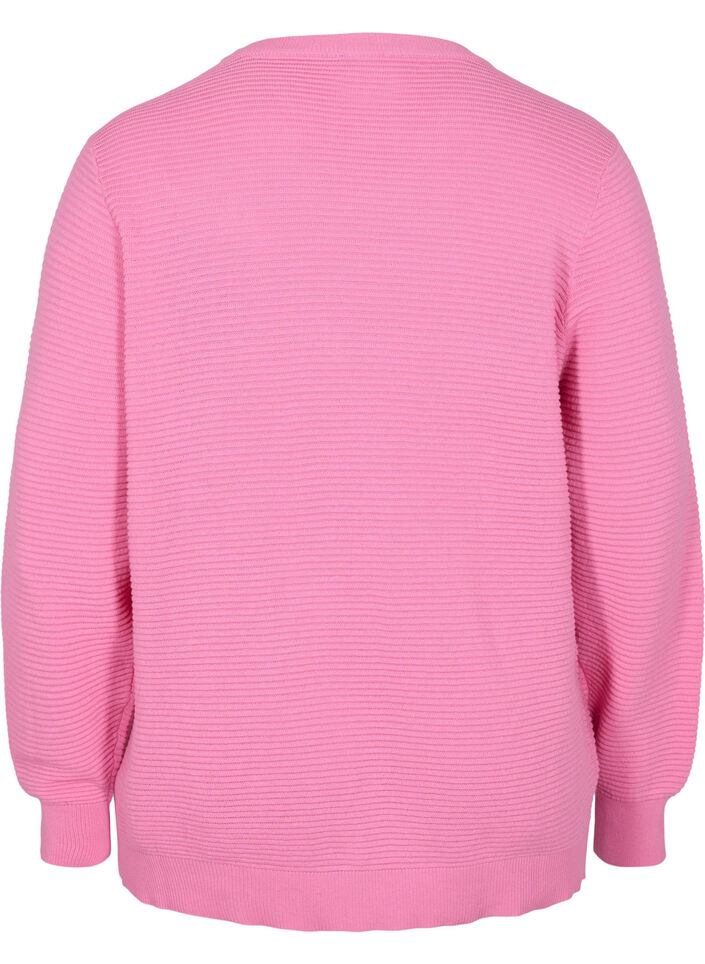 Long-sleeved knitted blouse in organic cotton, Wild Orchid, Packshot image number 1