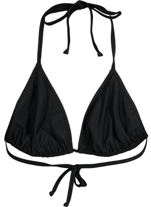 Triangle bikini bra with crepe structure, Black, Packshot image number 1
