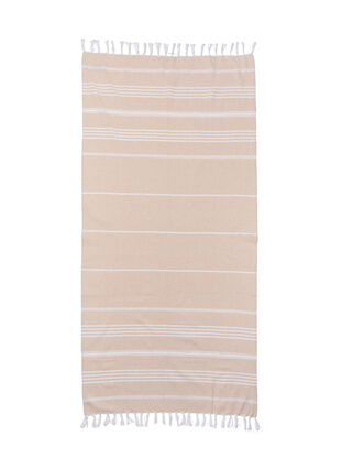 Striped Towels with fringes, Beige Melange, Packshot image number 1