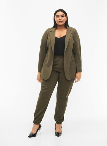 Cargo trousers with elastic waist, Forest Night, Model image number 0