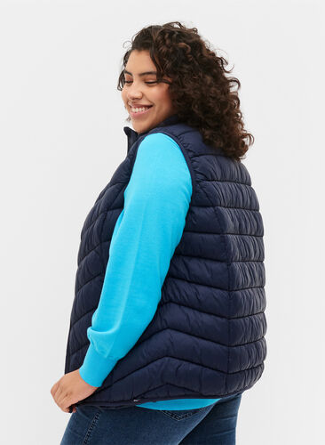 Short vest with zip and pockets, Navy Blazer, Model image number 1