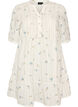 Short viscose dress with lace trim and A-line cut, Vanilla, Packshot image number 0