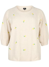 3/4 sleeve knitted blouse with lemons
