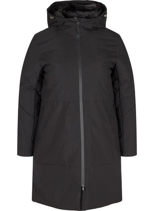 Winter jacket with a drawstring waist, Black, Packshot image number 0