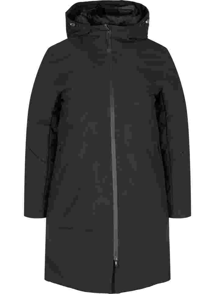 Winter jacket with a drawstring waist, Black, Packshot image number 0
