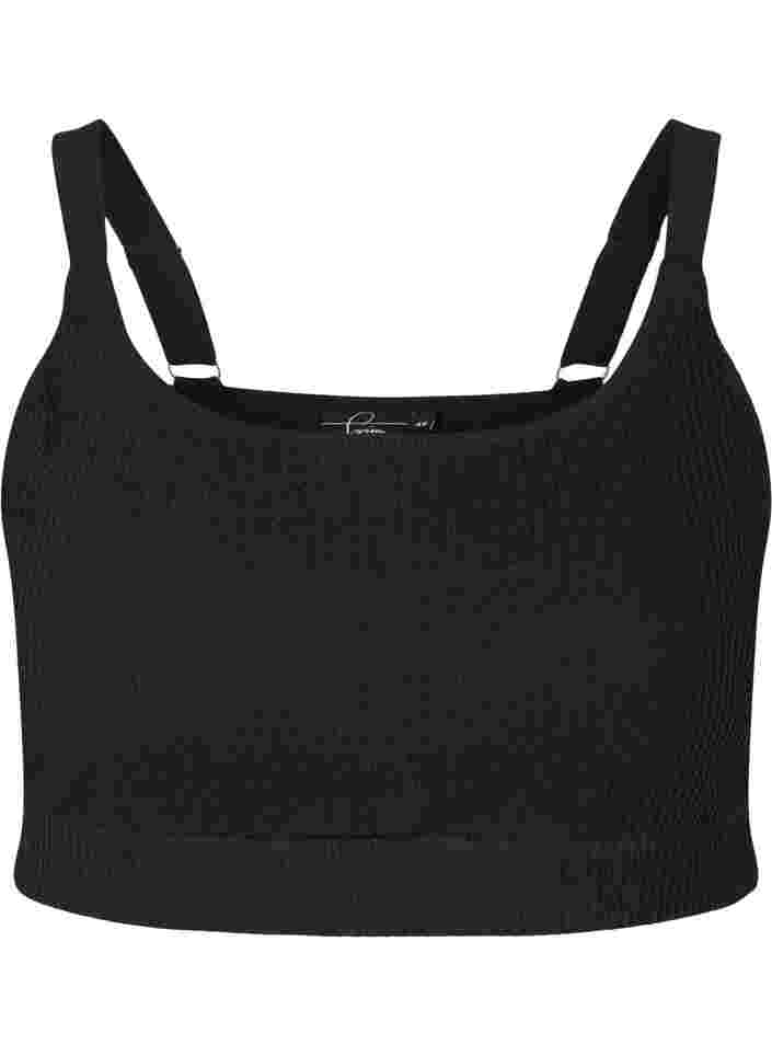Crepe texture bikini top, Black, Packshot image number 0