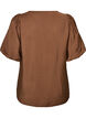 Blouse with balloon sleeves and V-neck, Brown, Packshot image number 1