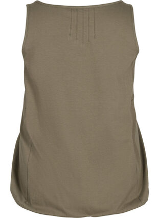 Block coloured cotton top with elastic along the bottom, Dusty Olive, Packshot image number 1