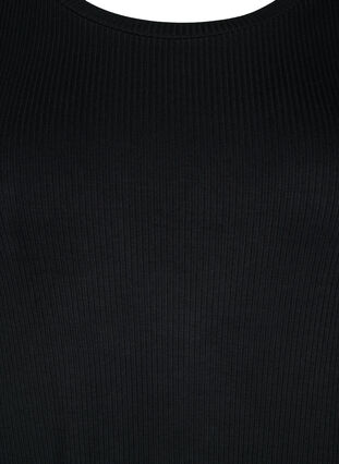 Viscose rib midi dress with short sleeves, Black, Packshot image number 2