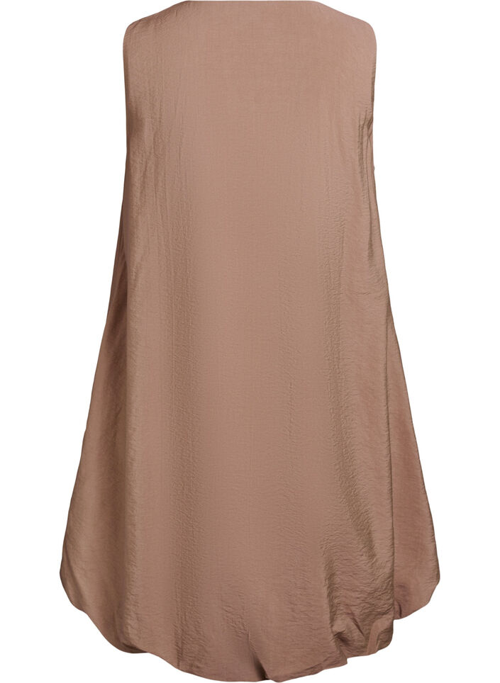 Knee-length balloon dress with pockets, Brown, Packshot image number 1