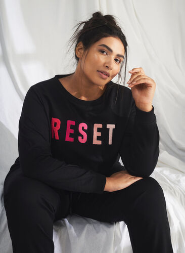 Sweatshirt with text, Black W. Reset, Image image number 0