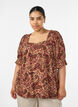 Viscose blouse with paisley print and a square neckline, Brown, Model image number 0