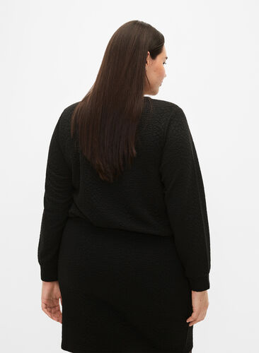 Solid colored blouse with texture, Black, Model image number 1