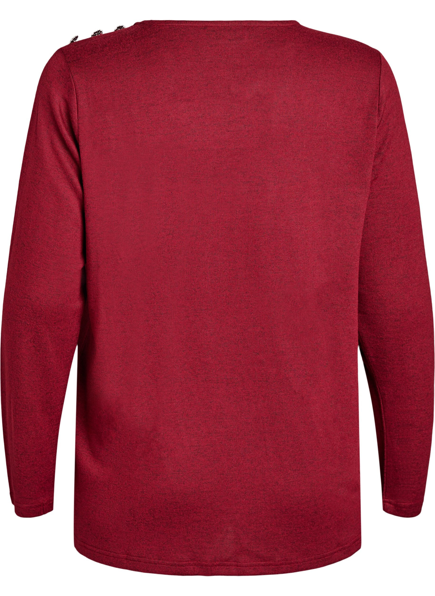 Zizzifashion Blouse with decorative buttons, Red, Packshot image number 1