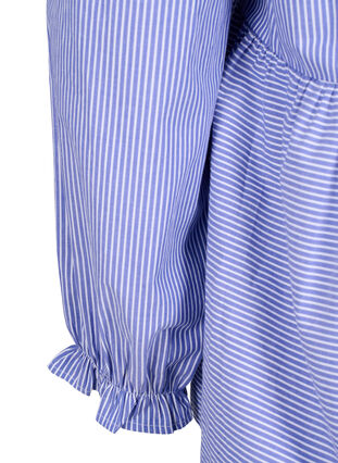Striped cotton blouse with tie detail, Baja Blue Stripe, Packshot image number 3