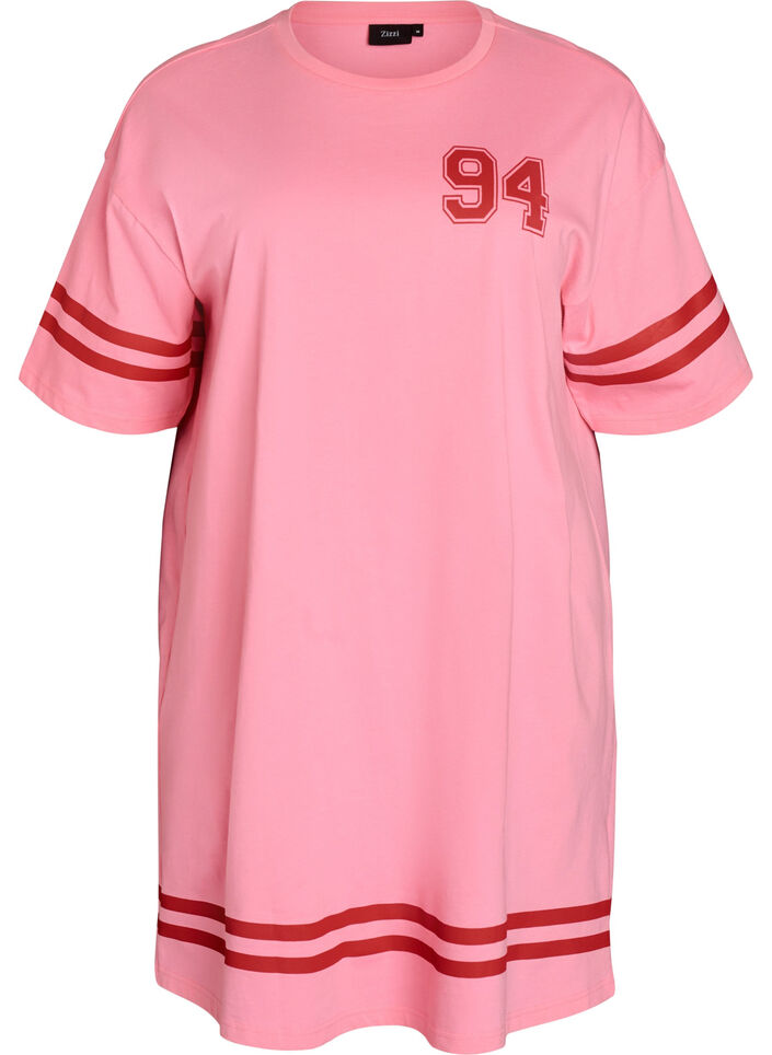 Short T-shirt dress with sporty details, Pink, Packshot image number 0
