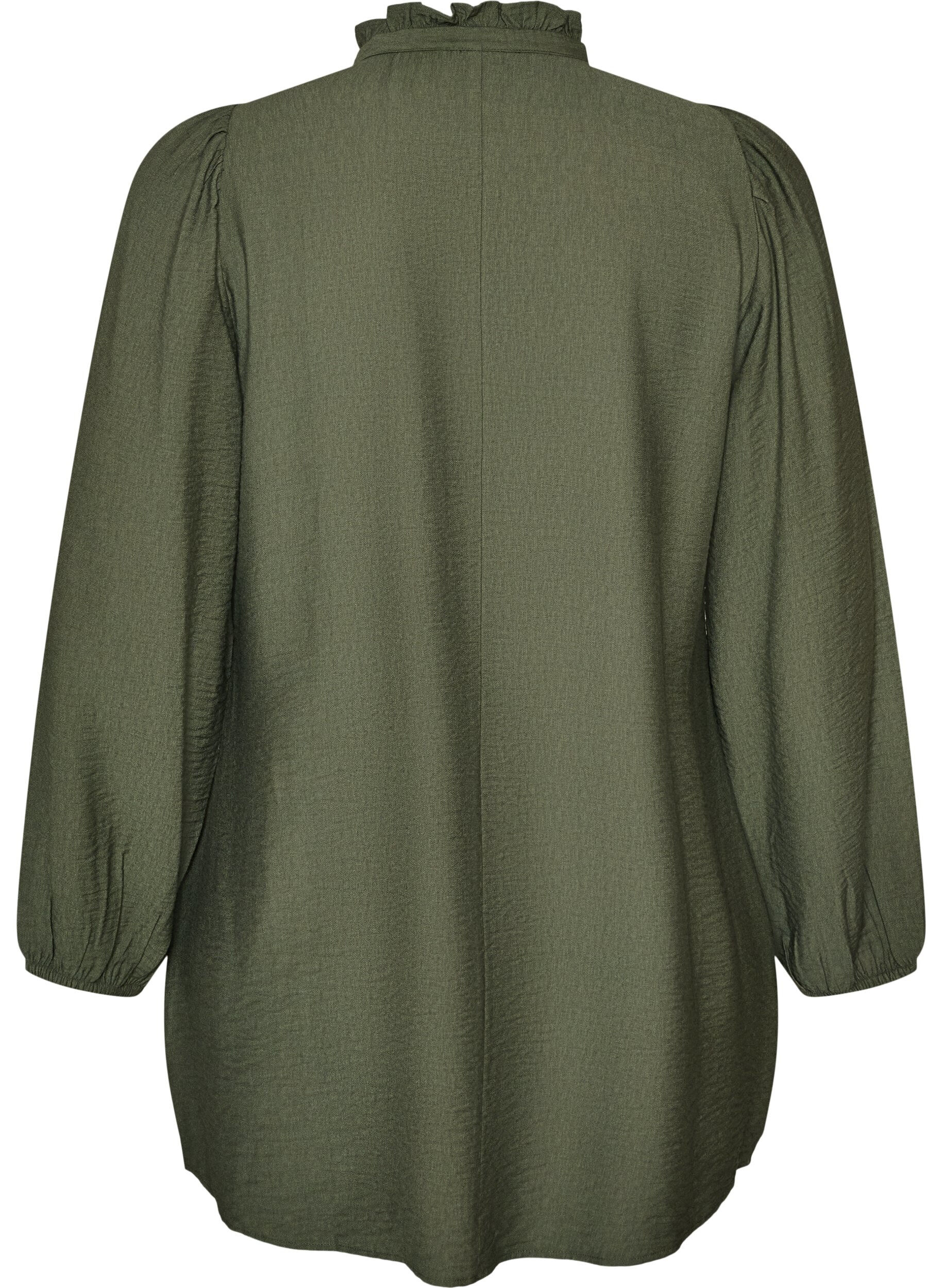 ZizzifashionViscose tunic with ruffles and buttons, Green, Packshot image number 1