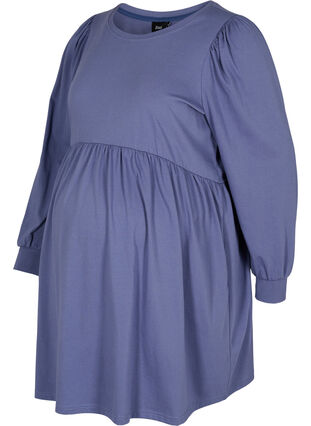 Maternity tunic with puff sleeves, Nightshadow Blue, Packshot image number 0