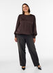 Satin-look blouse with a balloon shape, Brown, Model image number 1