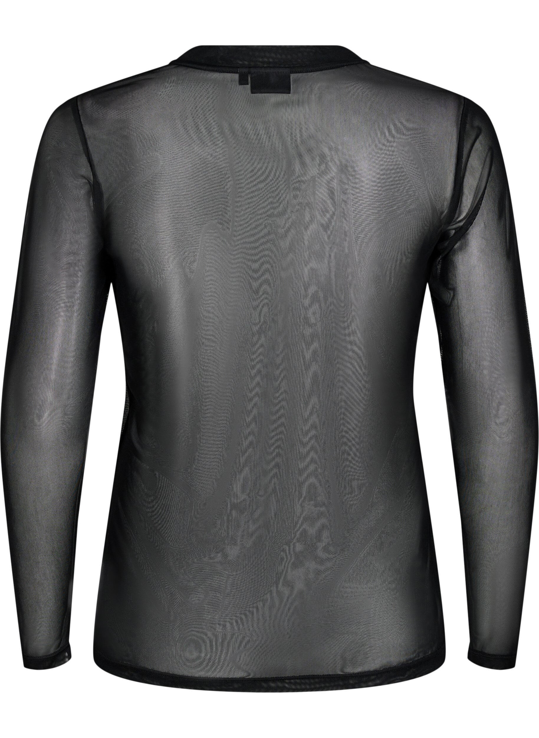 Zizzifashion Mesh blouse with dots, Black, Packshot image number 1