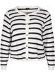 Striped knitted cardigan with gold buttons, Cloud D. w. Black, Packshot image number 0