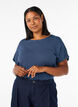 Striped T-shirt in viscose with a round neck, Blue, Model image number 0