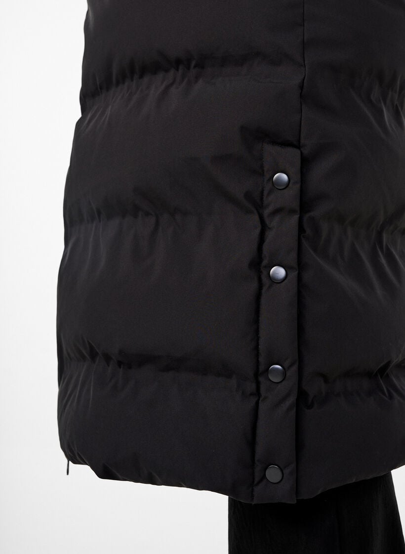 Long puffer winter coat with hood, Black, Model image number 3