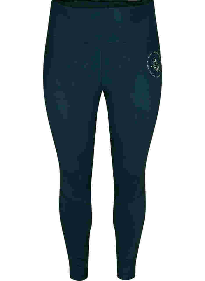 Solid-coloured gym leggings, Scarab, Packshot image number 0