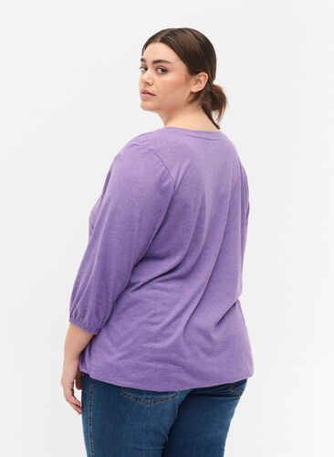 Melange blouse with v-neckline, Deep Lavender Mél, Model image number 1