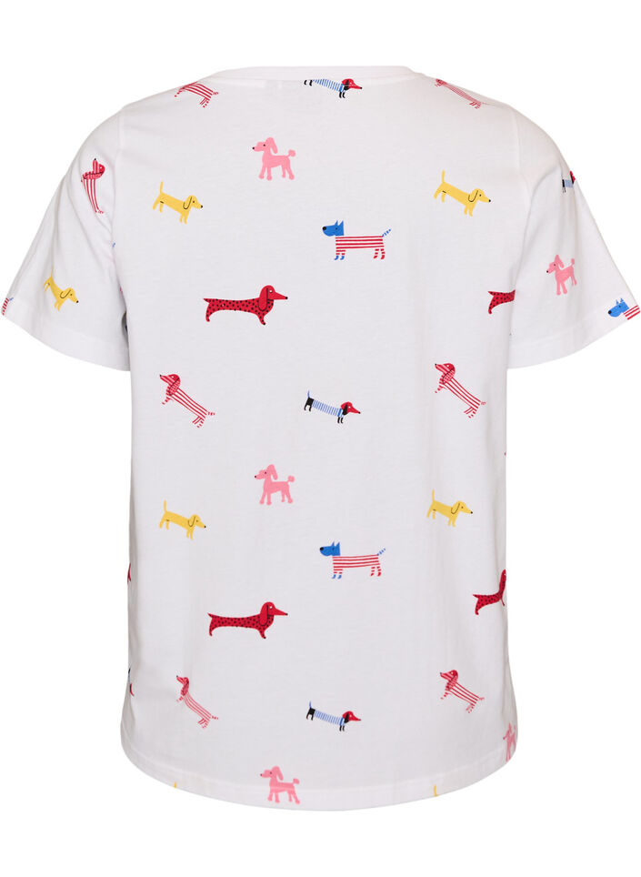 Cotton T-shirt with dog print, White, Packshot image number 1