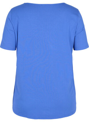 Short sleeve t-shirt with v-neckline, Dazzling Blue, Packshot image number 1