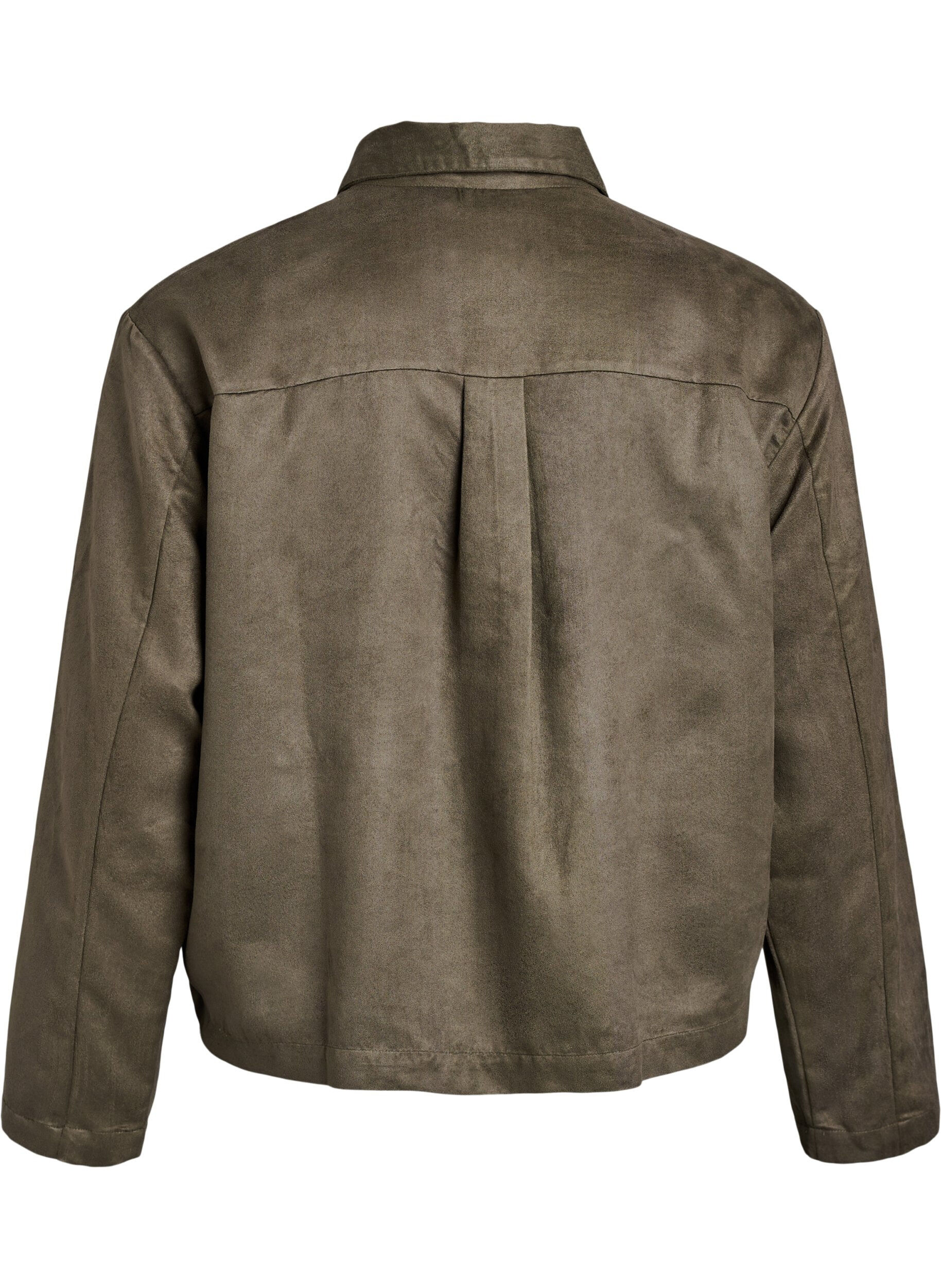 Zizzifashion Short faux suede jacket with pockets, Green, Packshot image number 1