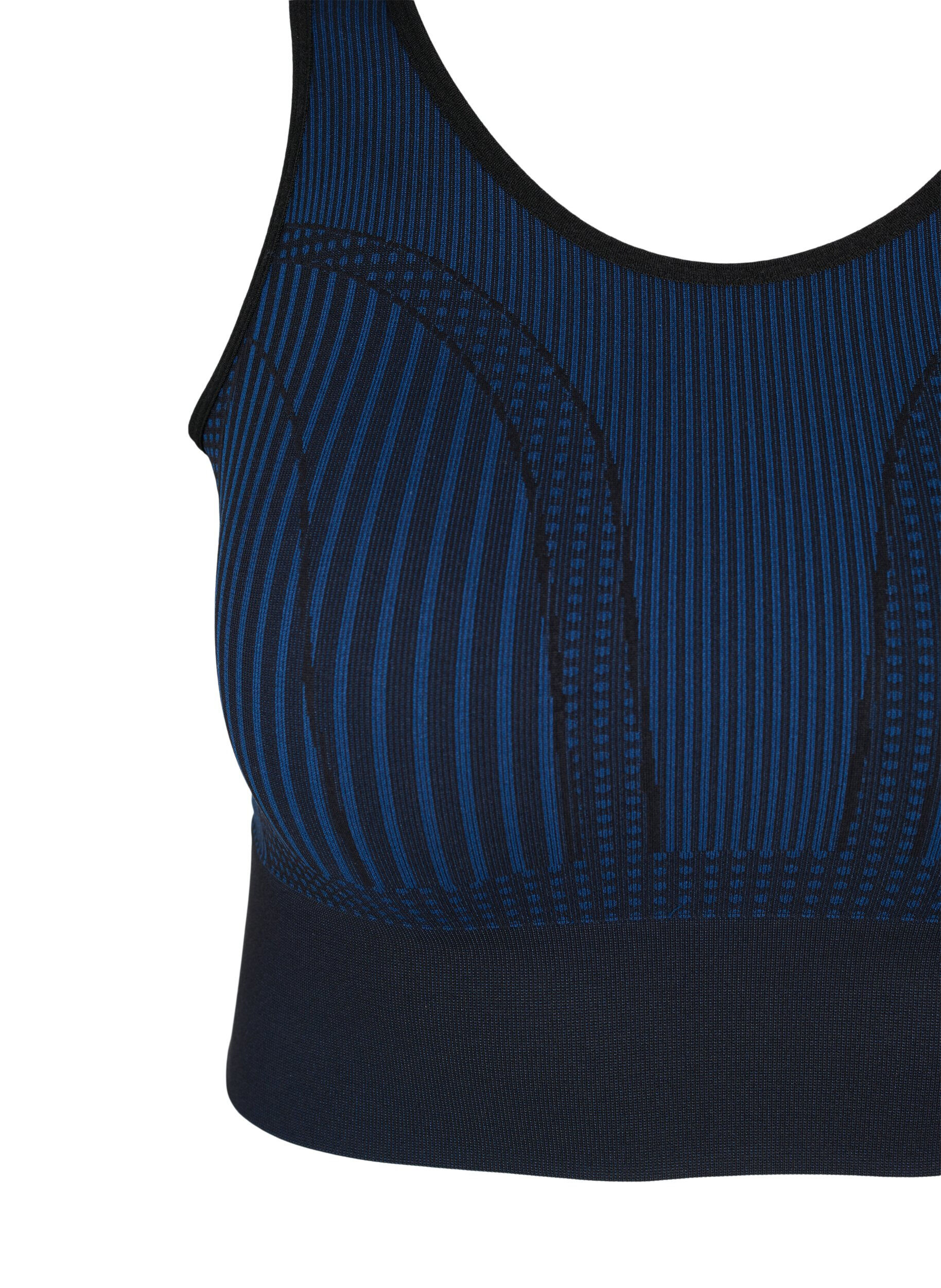Zizzifashion Seamless sports bra with stripes, Black w. Blue Depths, Packshot image number 2