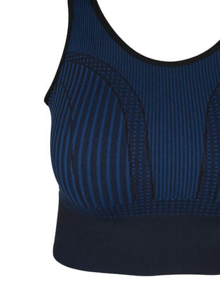 Seamless sports bra with stripes, Black w. Blue Depths, Packshot image number 2