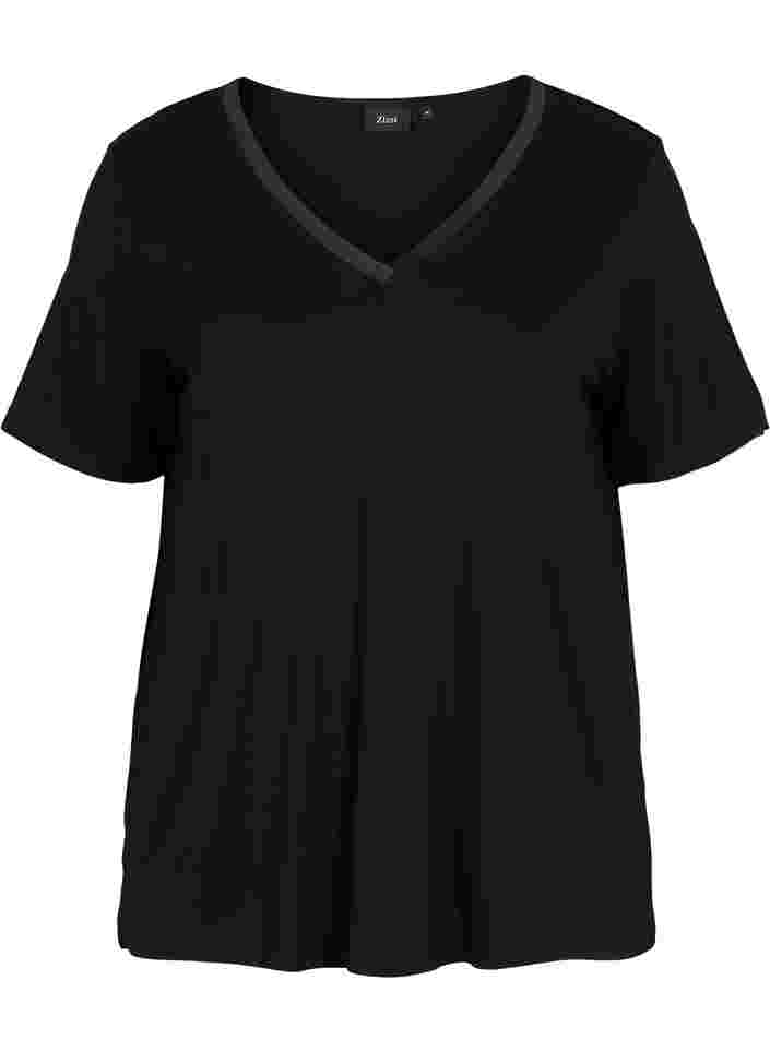 Viscose pyjama top, Black, Packshot image number 0