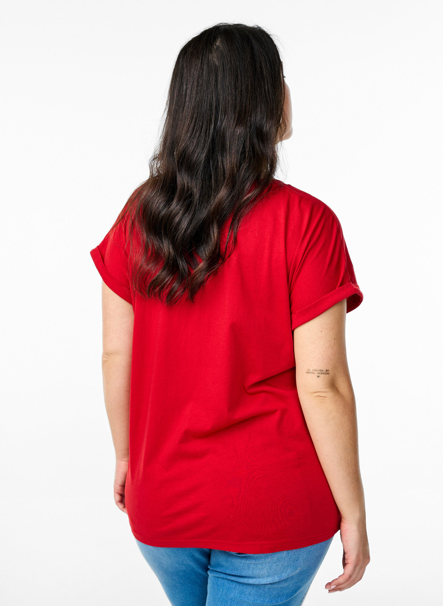 ZizzifashionShort sleeve cotton blend T-shirt, Red, Model image number 2