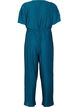 Pleated jumpsuit with tie and wide sleeves, Blue, Packshot image number 1