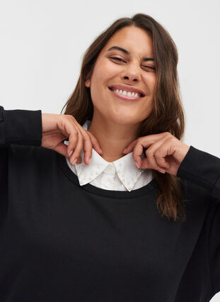 Sweater with attached shirt, Black, Model image number 2