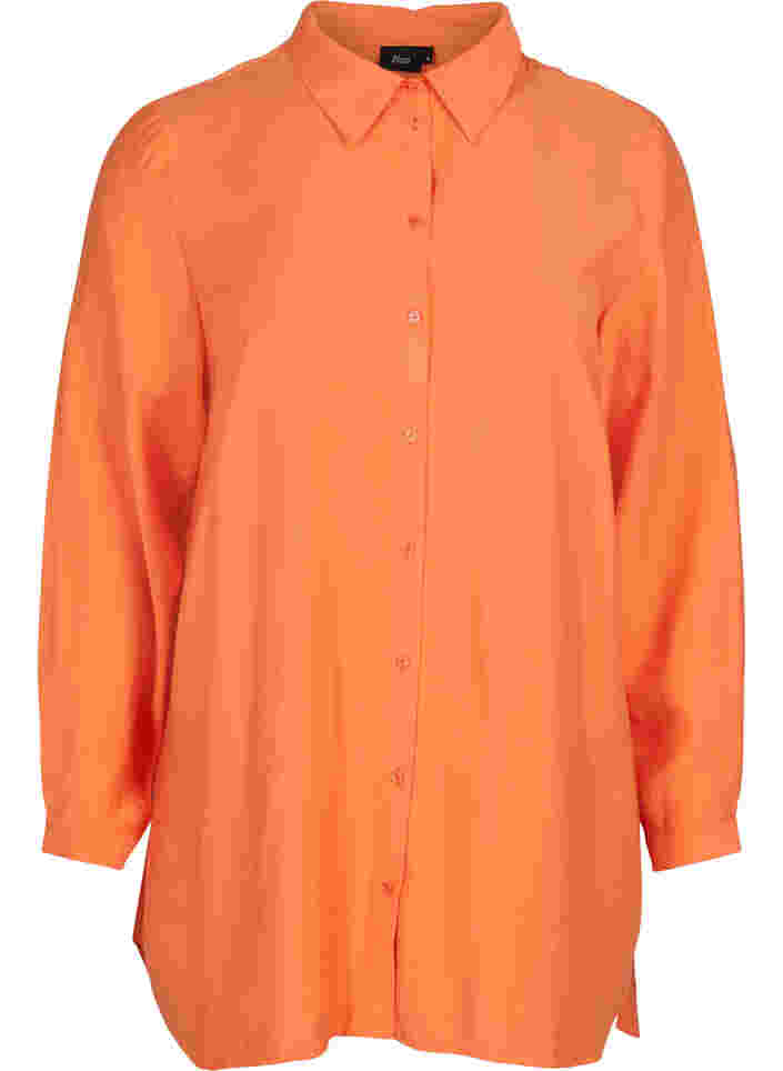 Long shirt in viscose, Celosia Orange, Packshot image number 0