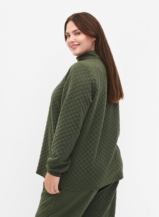 Quilted jumper with zip, Thyme, Model image number 1