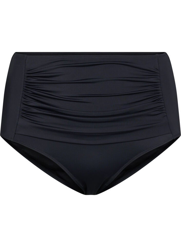 Bikini bottom with extra high waist - Black - Sz. 42-60 - Zizzifashion