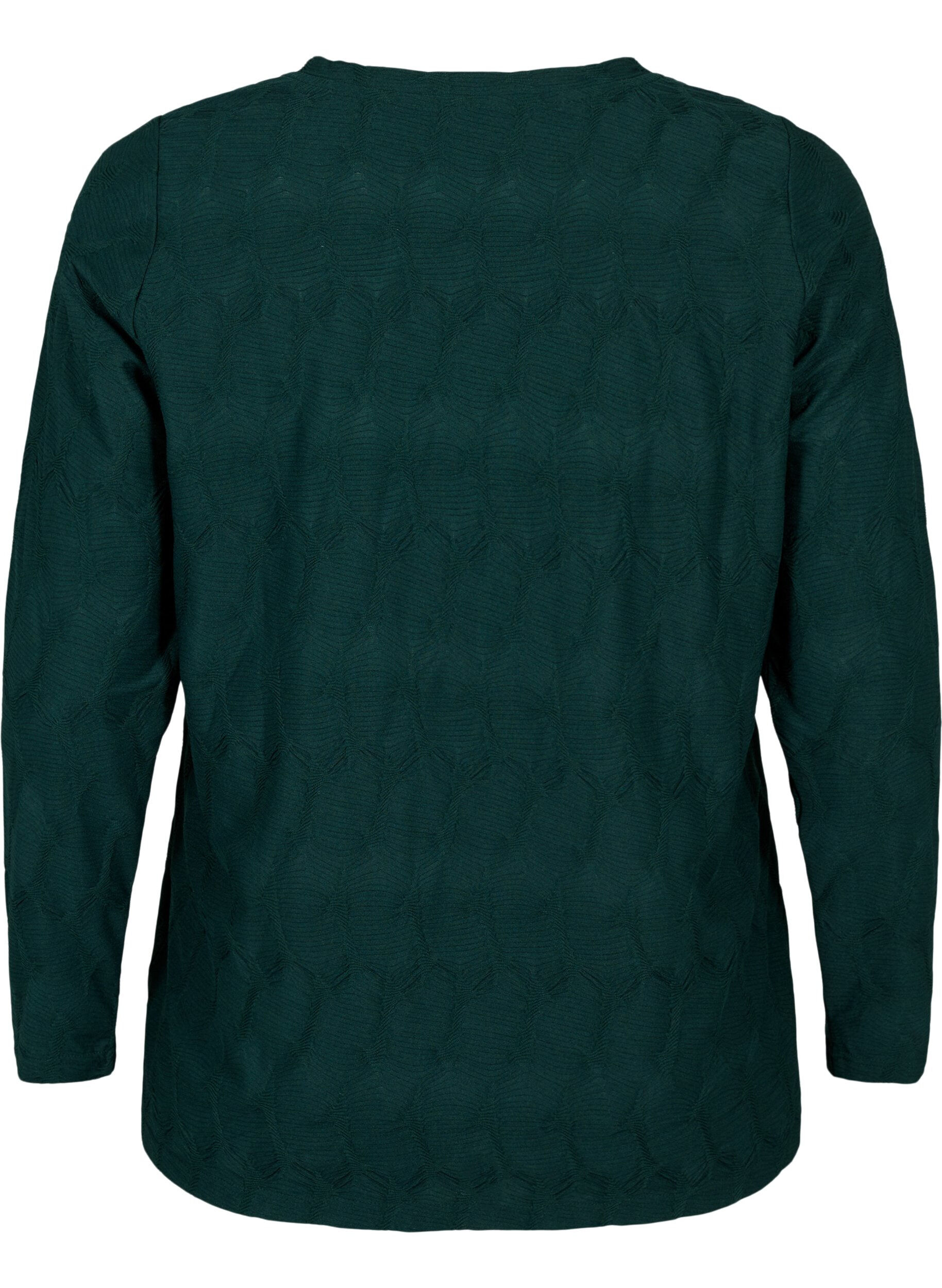 Zizzifashion FLASH - Long sleeve blouse with structure, Scarab, Packshot image number 1