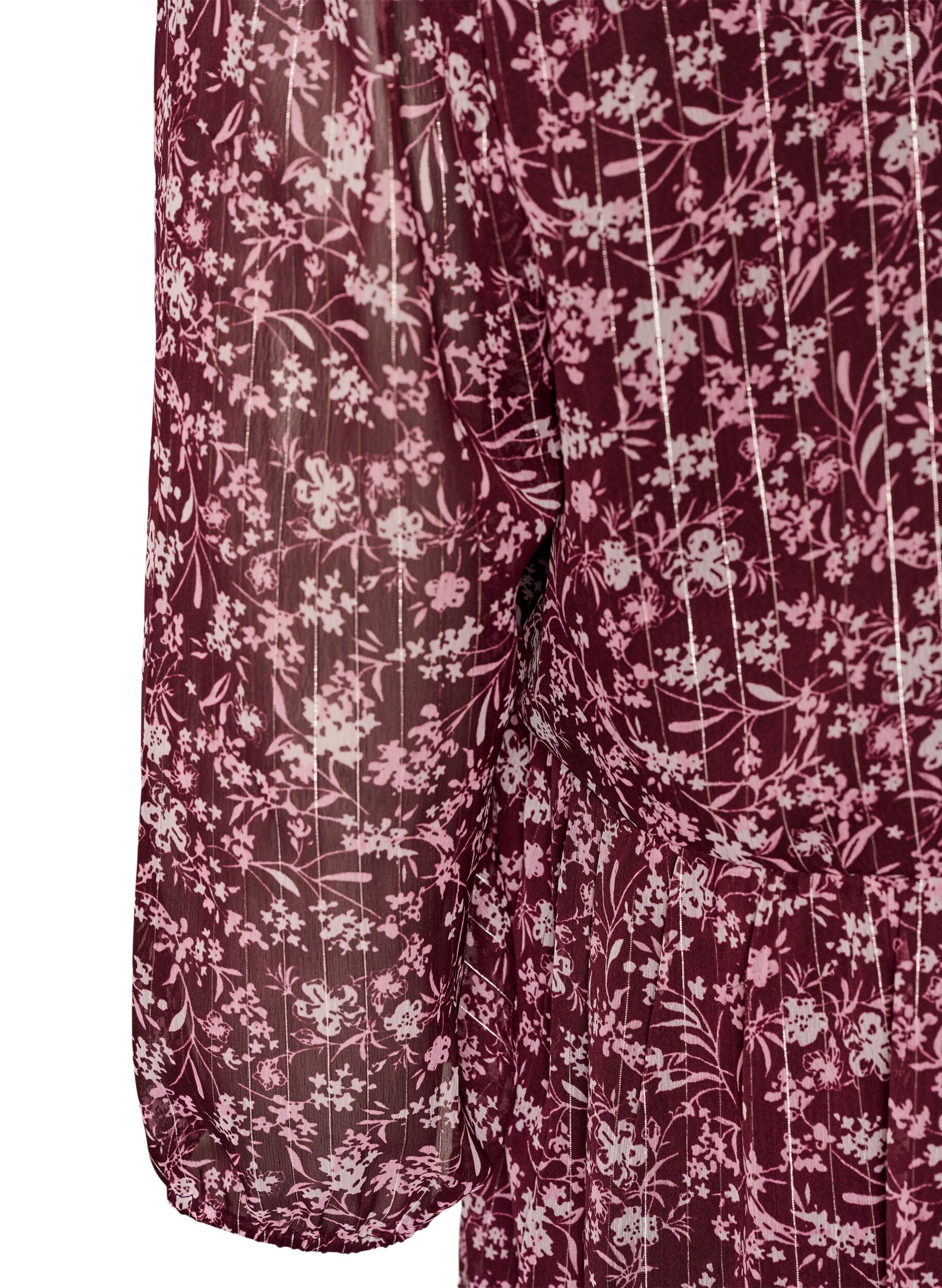 ZizzifashionTunic with floral print and glitter threads, Red, Packshot image number 3