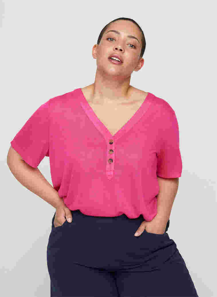 T-shirt, Fuchsia Purple, Model