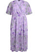 Long chiffon dress with floral print and short sleeves, Purple, Packshot image number 0